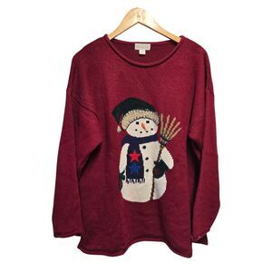 Vintage‎ NORTHERN ISLE Snowman Christmas Sweater XL